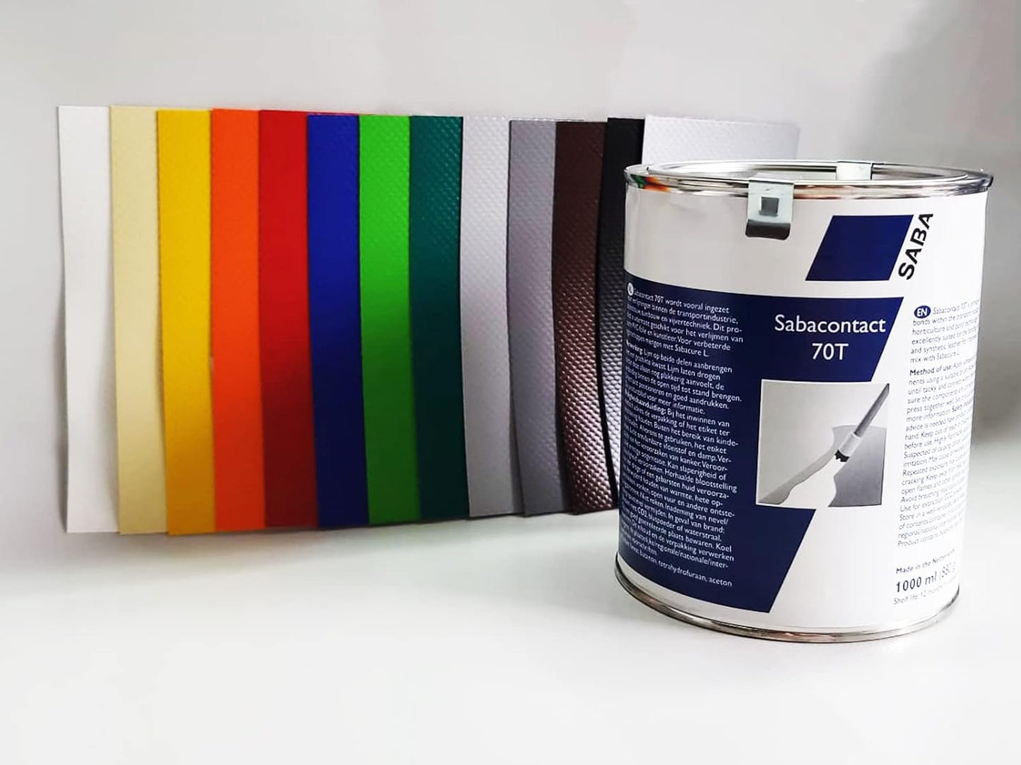 abacontact 70T PVC-Kleber, wasserfester PVC-Kleber, Planenkleber 250 ml, Kleber für Teichfolien, Kleber mit Flicken, PVC-Kleber wetterfest, Kleber für Schlauchboote, LKW-Planen Reparatur, Sabacontact 250 ml, Planenkleber Set, Planen Reparaturkleber.