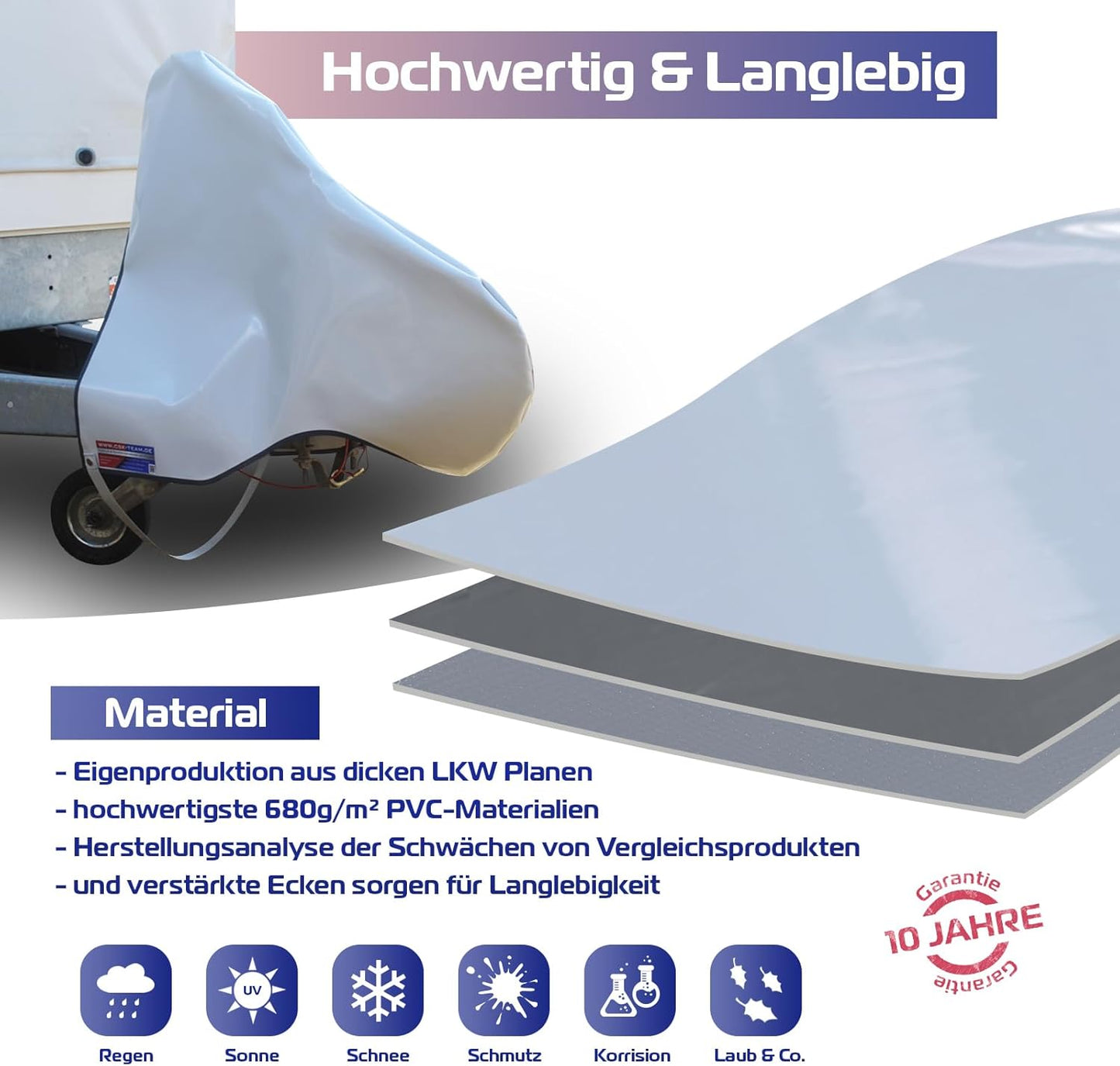 Deichselhaube, Deichselschutzhülle, Anhänger Schutz, Deichsel Abdeckung, LKW-Plane, wetterfeste Deichselhaube, wasserdichte Deichselabdeckung, Anhänger Zubehör, Deichselabdeckung robust, Deichselhaube PVC, Made in Germany