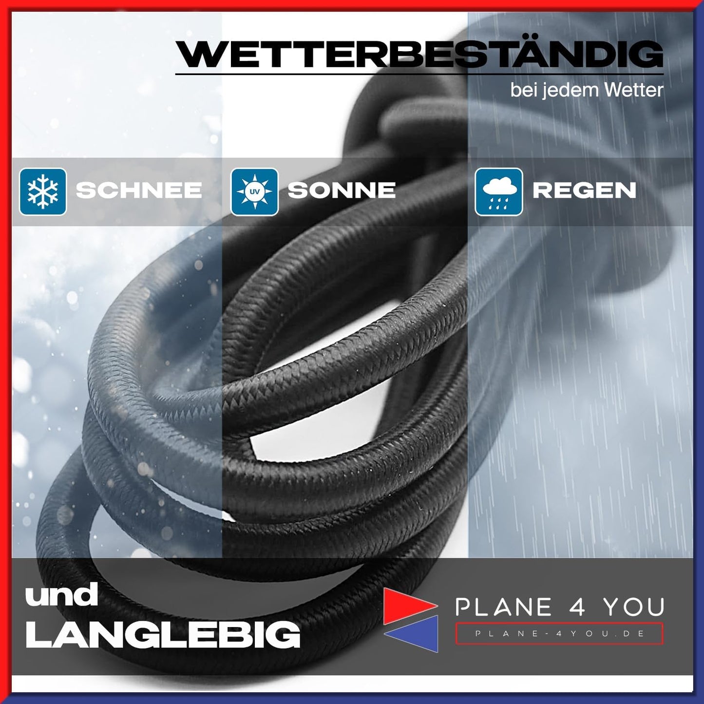 Expander Seil 8mm
Wetterfestes Spanngummi
Reißfestes Gummiseil
Zugfestigkeit 150 kg
Expanderseil Befestigung
Gummiband Anhängerplane
Spannseil Planenspanner
Wetterbeständiges Expander Seil